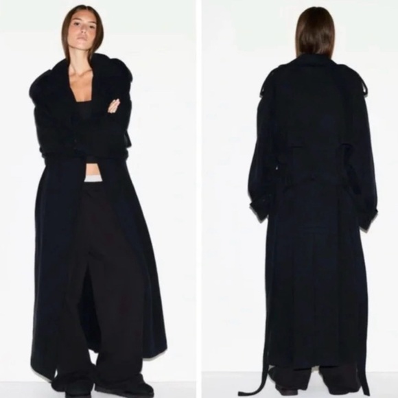 SKIMS Jackets & Blazers - NWT SKIMS Boyfriend Fleece Oversized Trench Coat • Washed Onyx • Women’s S New